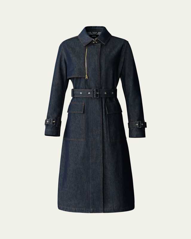 India Belted Denim Trench Coat
